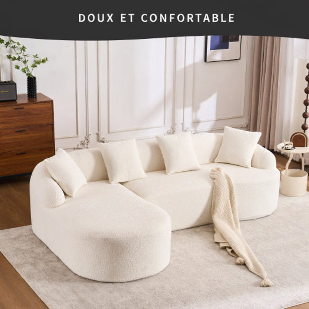 LuxeForm™ – Canapé 3 Places avec Méridienne & 4 Coussins