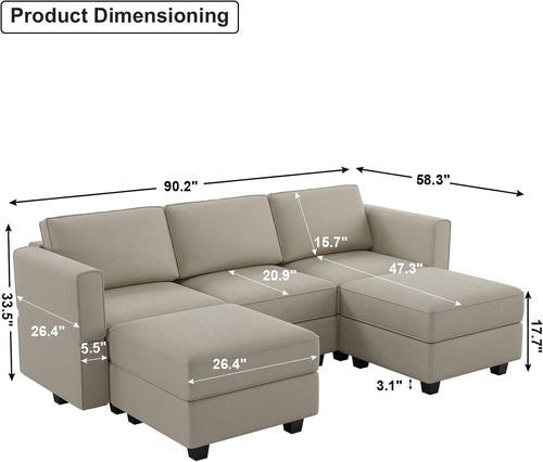 Canapé Modulaire en U NORDIC – Velours Premium