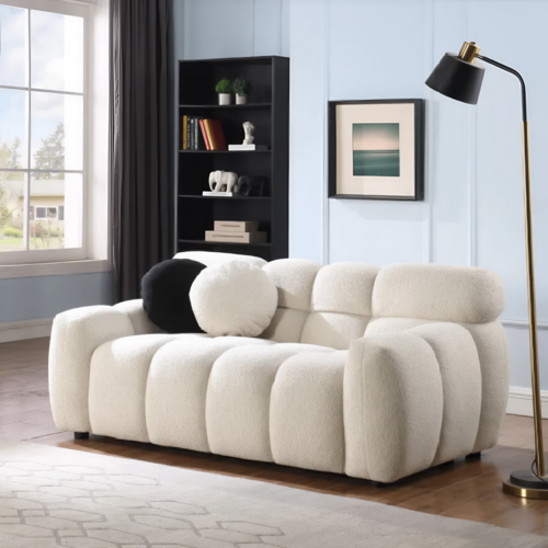 LuneluX_Home – Canapé Bouclé Marshmallow | Design Scandinave